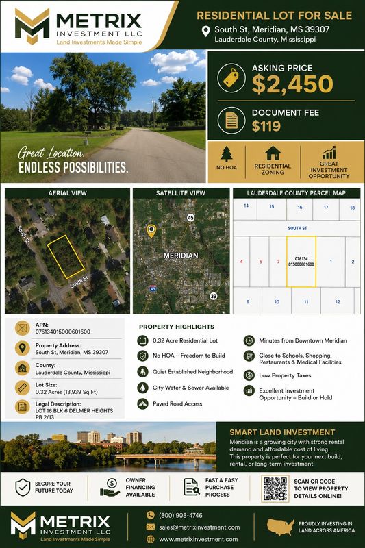 0.32ac Nice residential lot in Lauderdale County, MS. No HOA !!