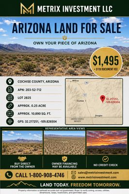 0.25ac Lot in Cochise County AZ