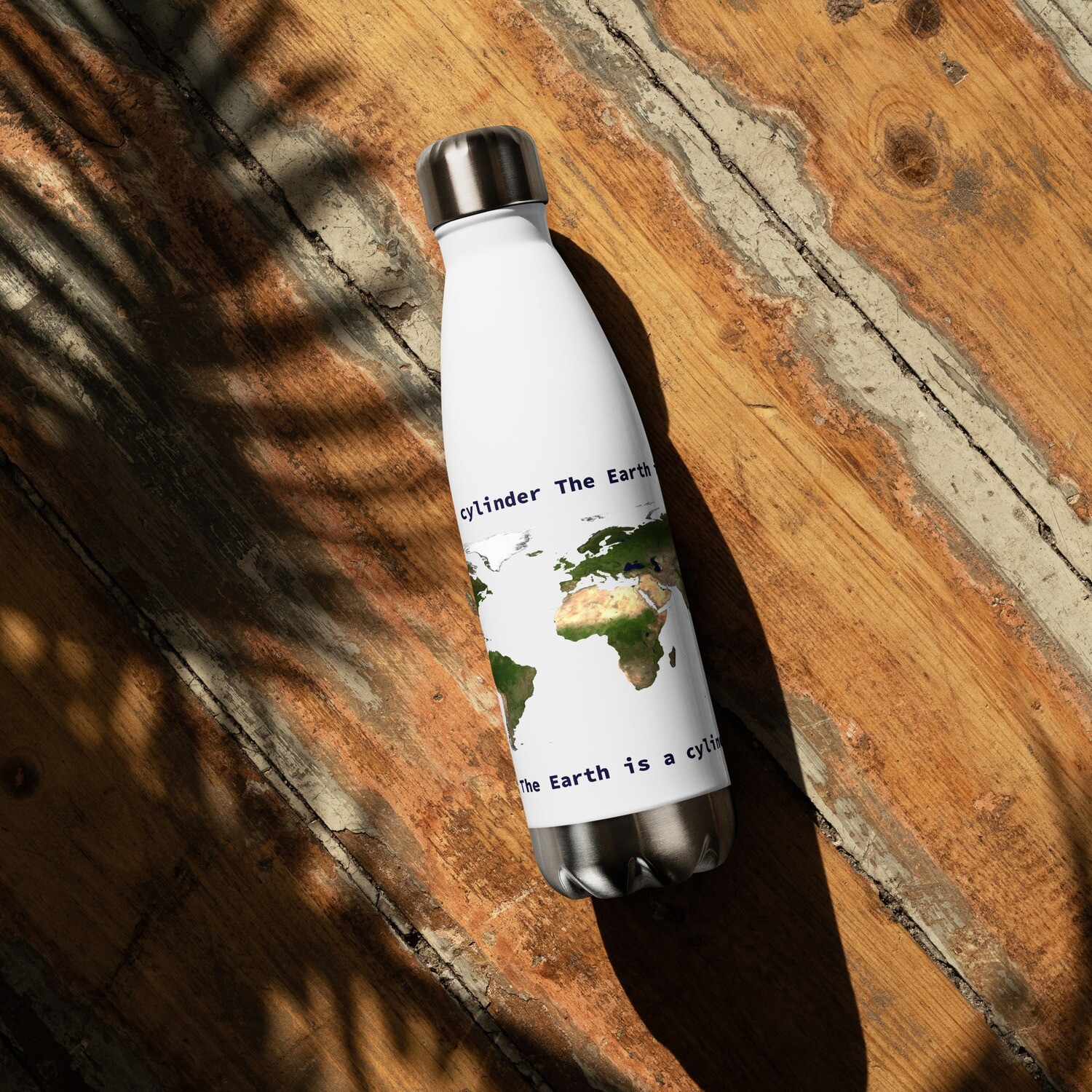The Earth is a cylinder - Stainless steel water bottle