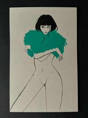 winter coat (green on grey)