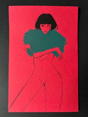 winter coat (green on red)