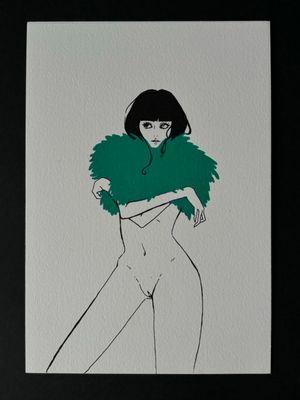 winter coat (green on white)