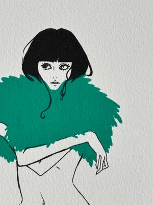 winter coat (green on white)