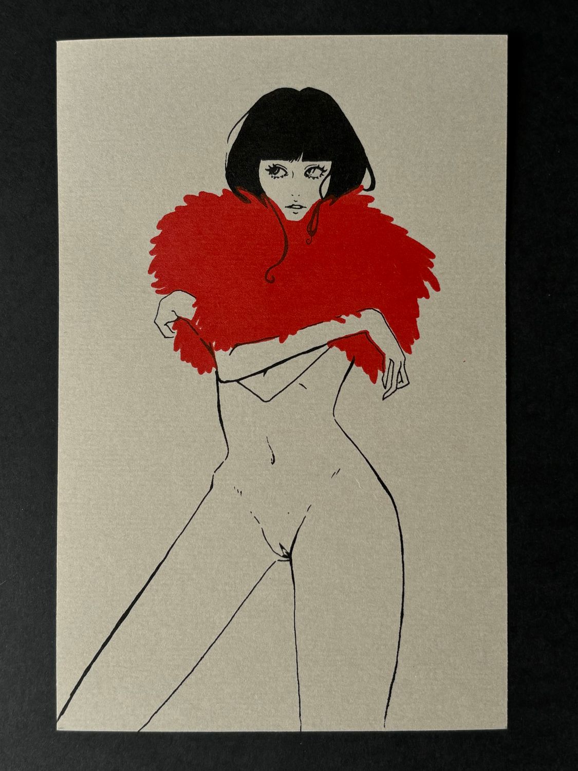 winter coat (red on grey)
