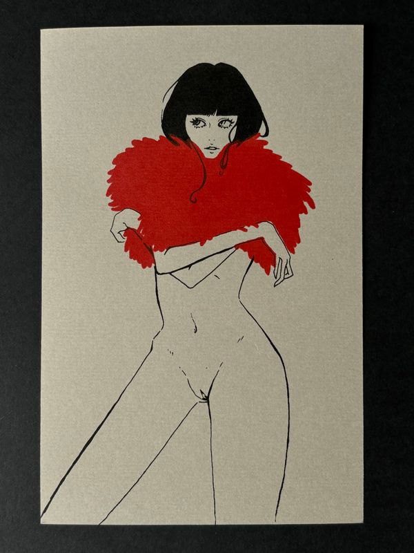 winter coat (red on grey)