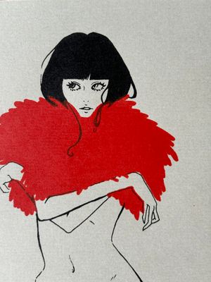 winter coat (red on grey)