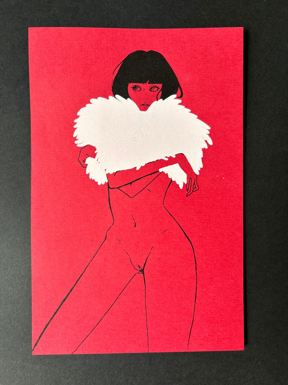winter coat (white on red)