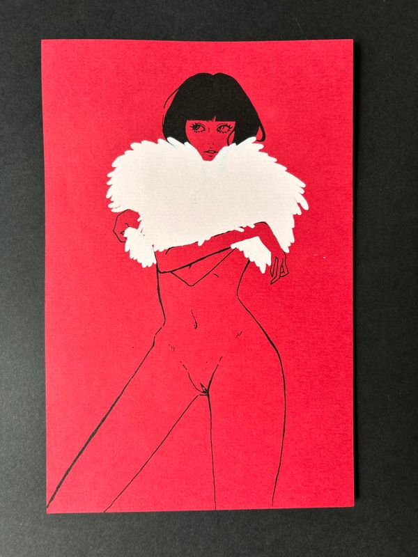 winter coat (white on red)