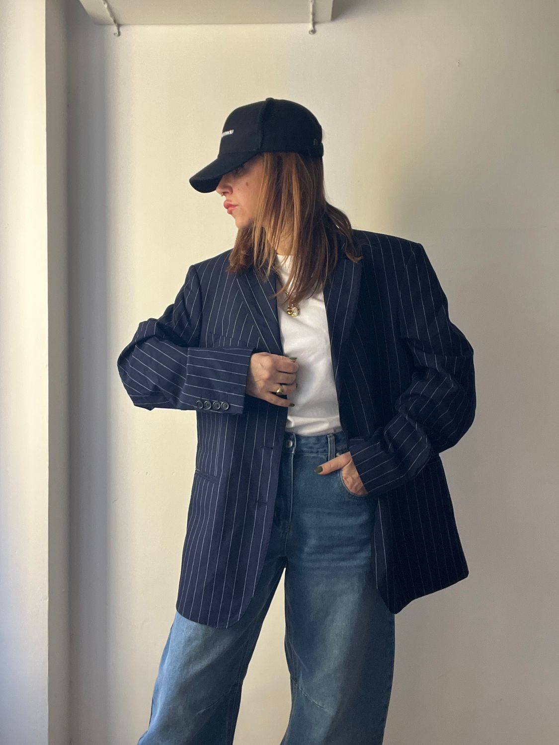 Blazer gessato blu