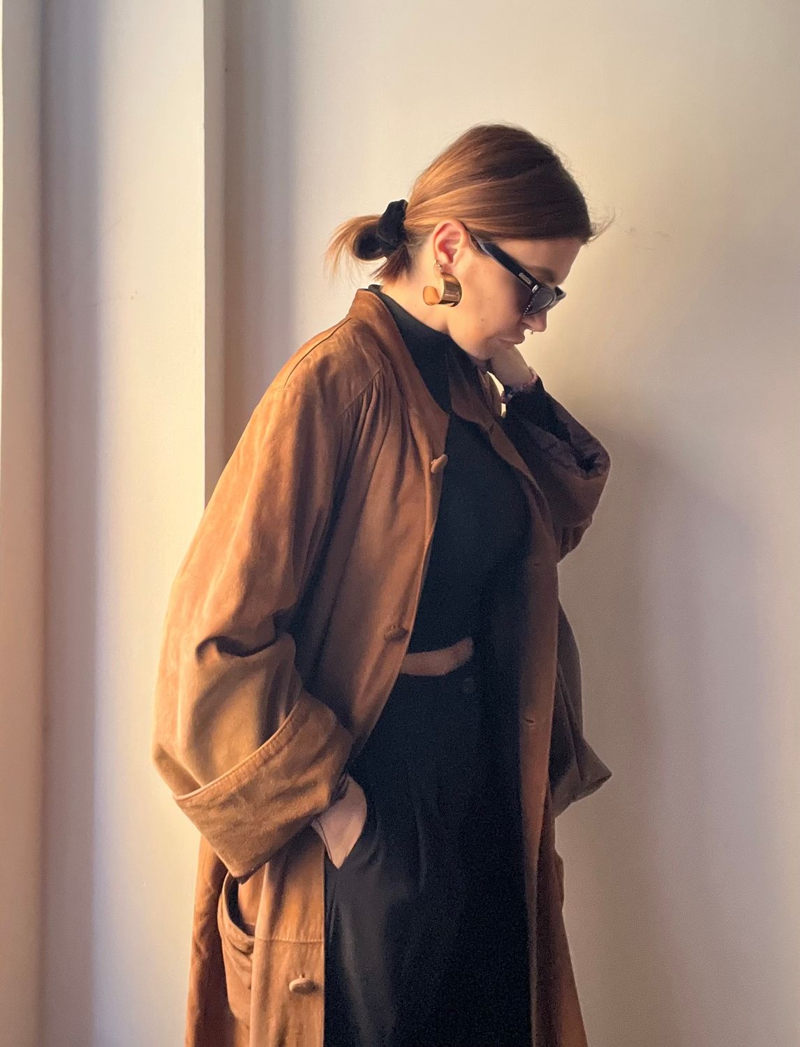 Trench vintage camoscio