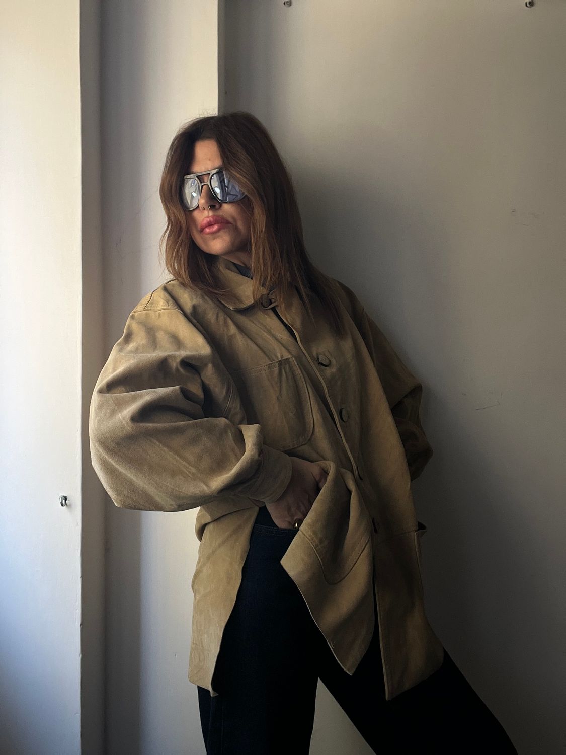 Creame suede jacket