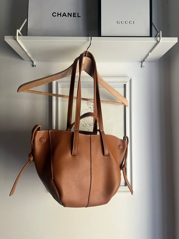 Borsa nuova in similpelle cuoio con doppi manici