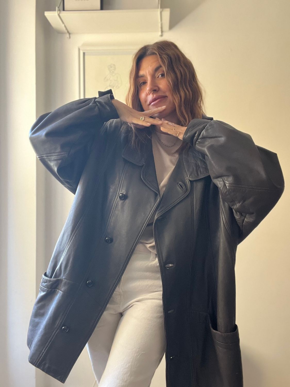 Giacca in pelle grigio fumo anni ’80