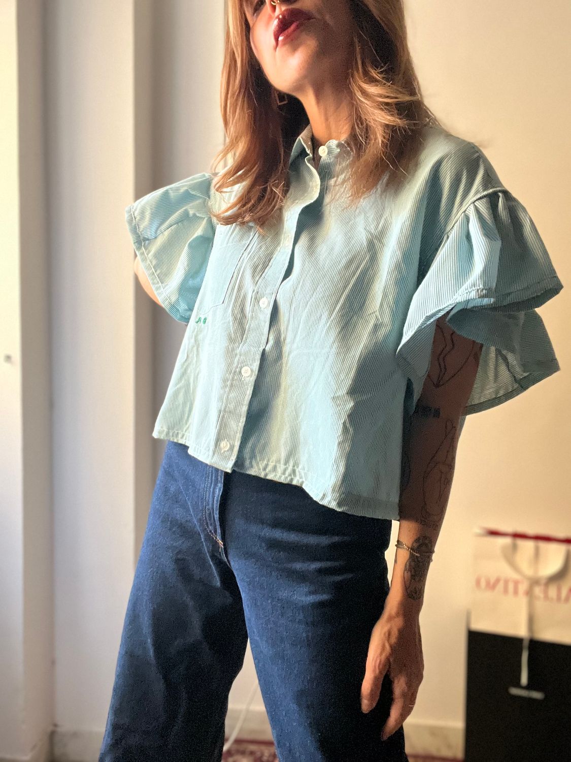 Camicia butterfly upcycled vichy