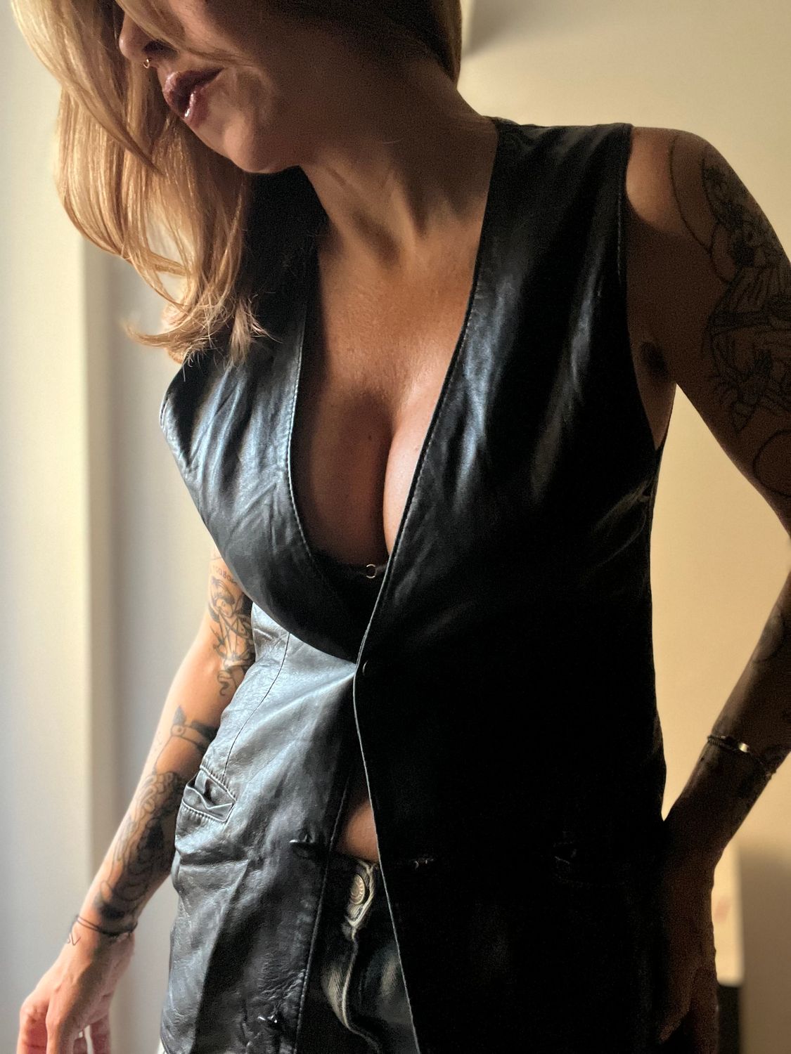 Gilet in pelle nero