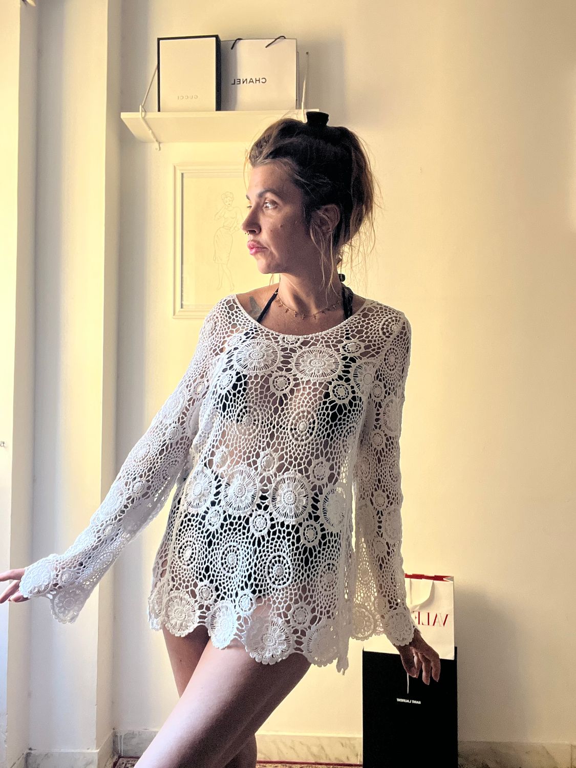 Copricostume in macramé