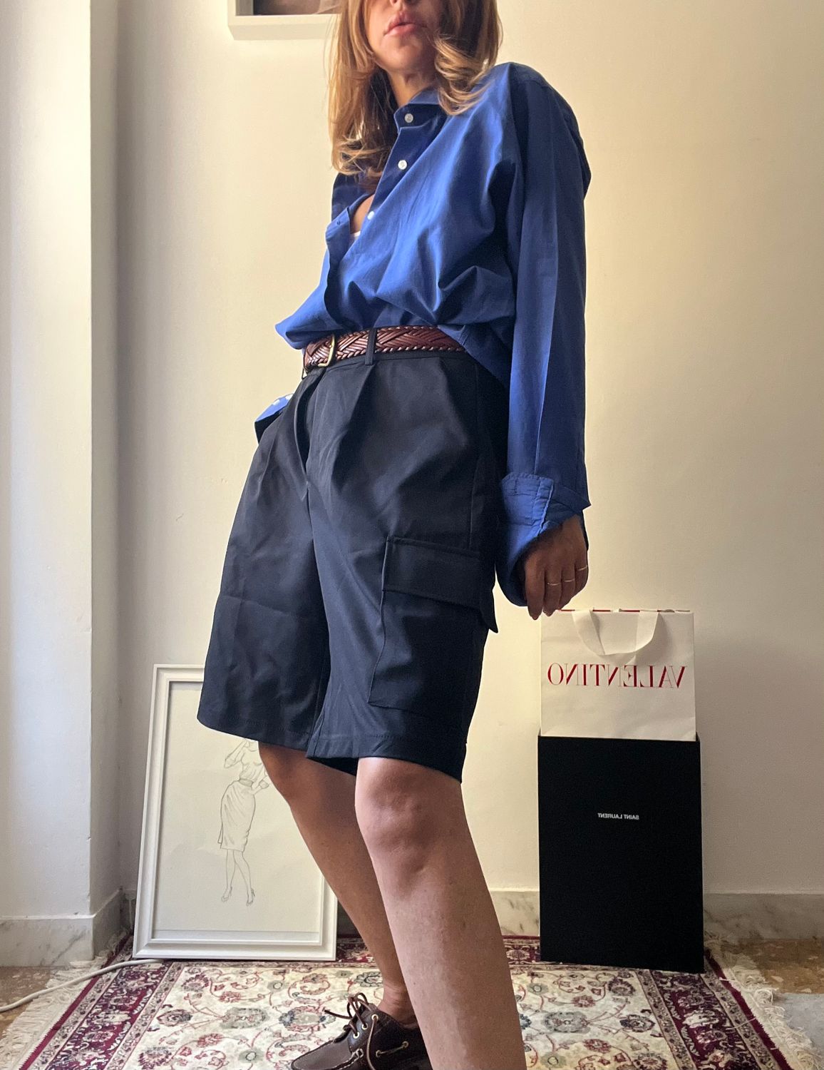 Camicia vintage uomo in cotone blu