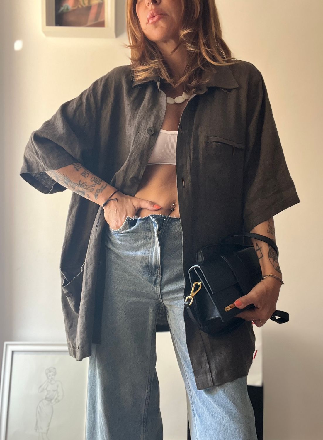 Giacca/camicia/vestito over in puro lino