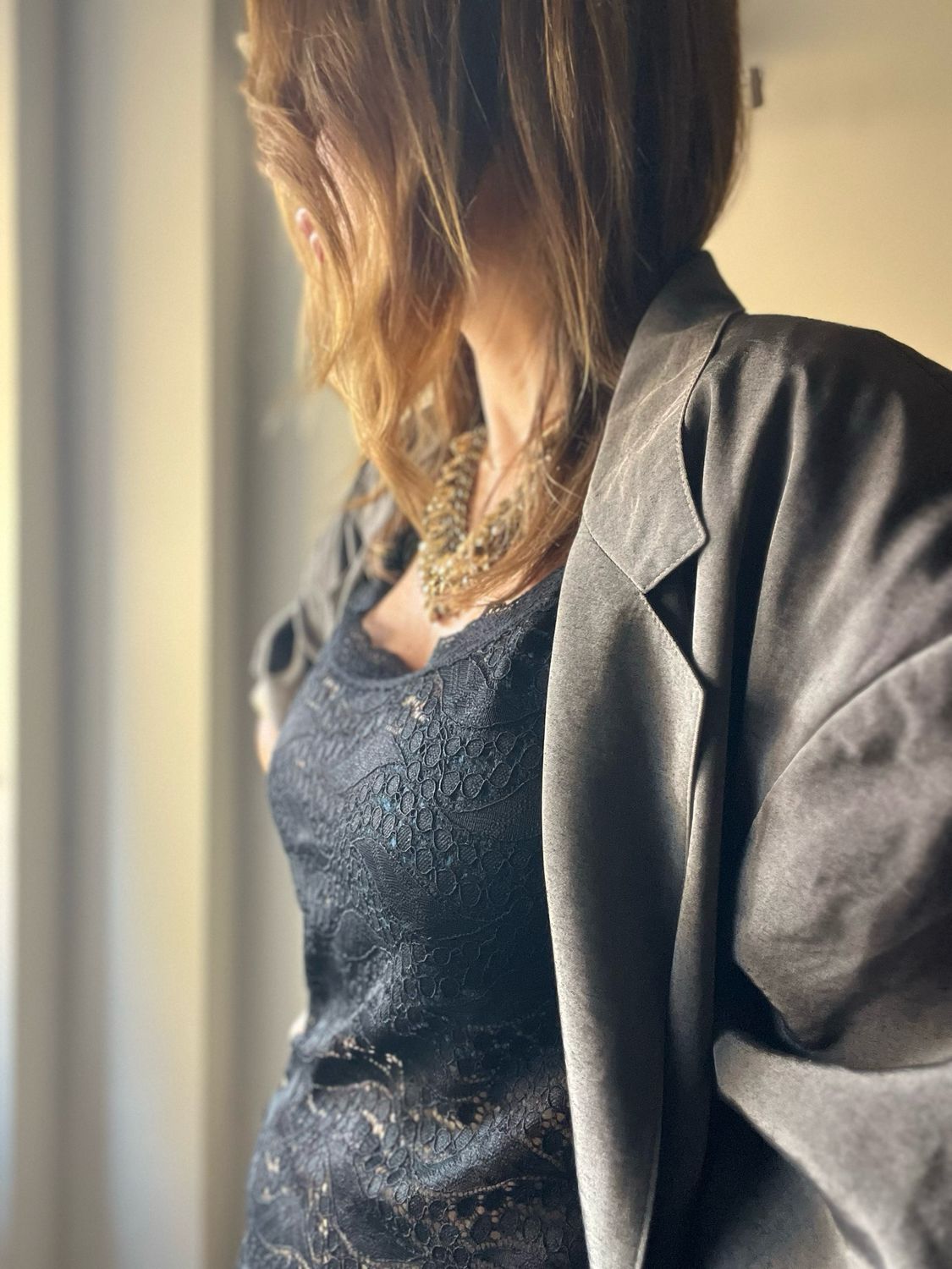 Canotta intima vintage in pizzo nero