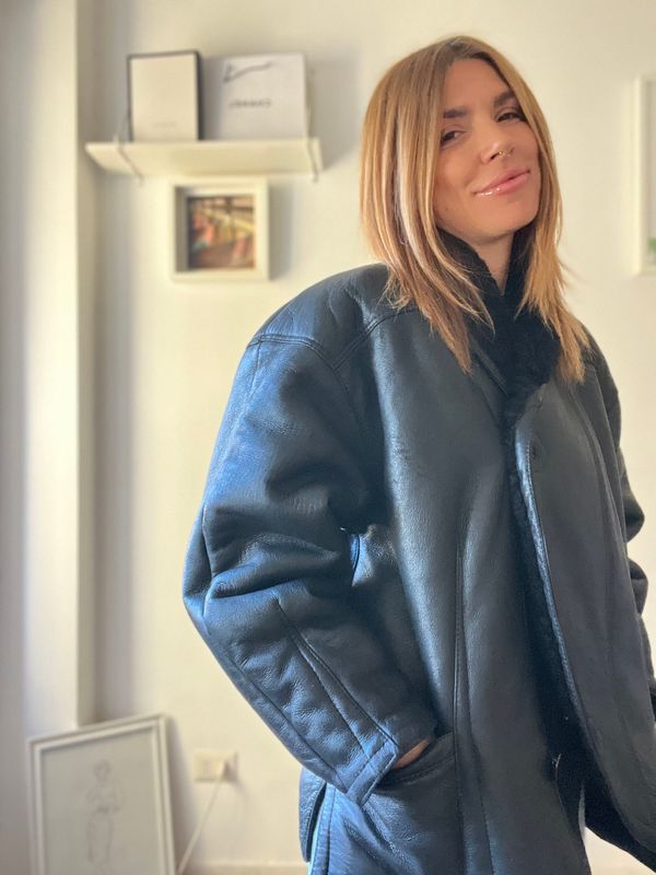 Vintage black crop Shearling