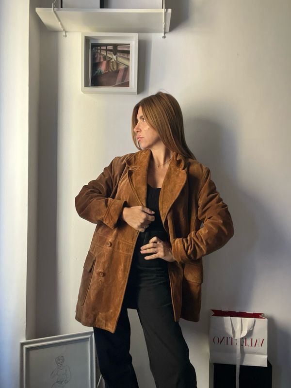 Trench vintage camoscio