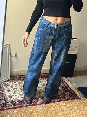 Jeans patchwork effetto ricamato Jeans patchwork effetto ricamato