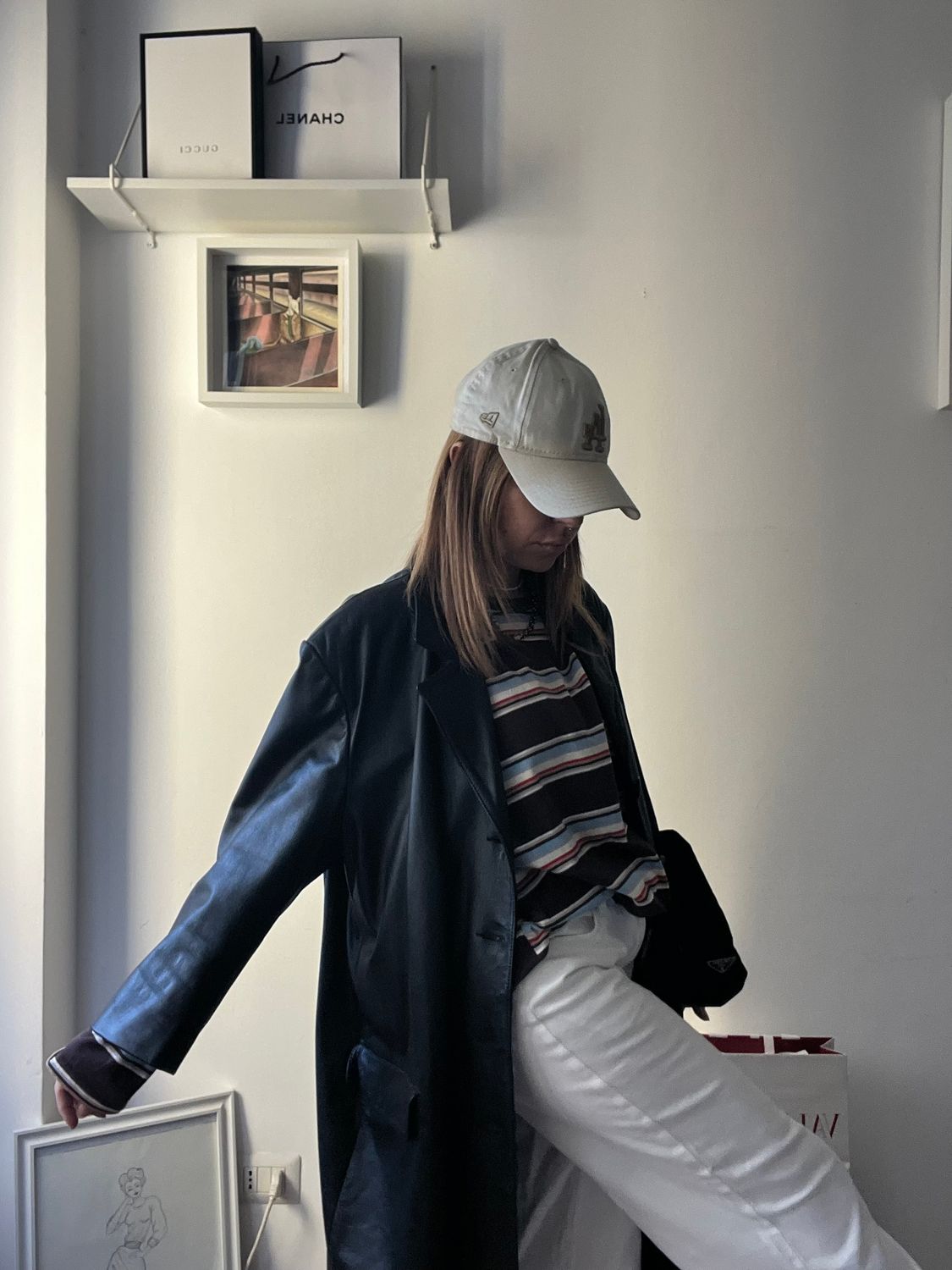 Trench in pelle nera