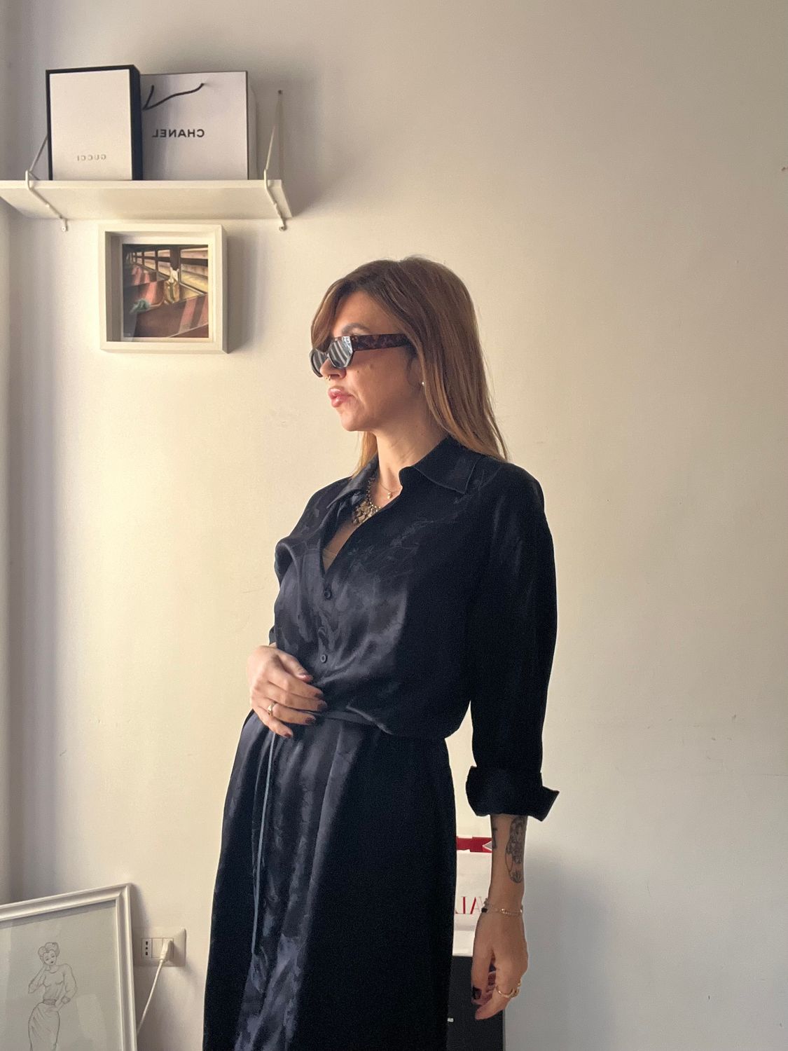 Chemisier leaves and flowers