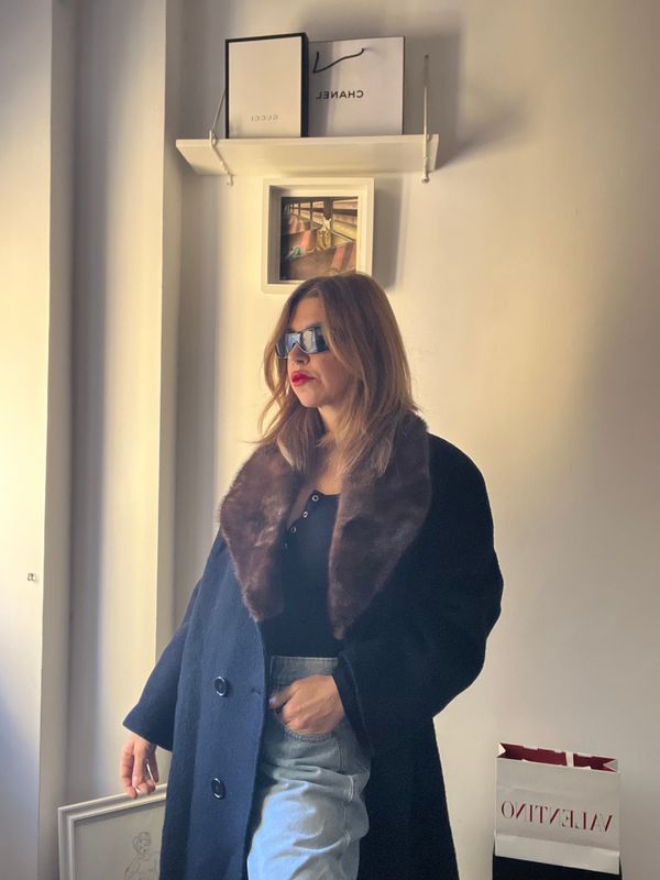 Cappotto nero vintage pura lana