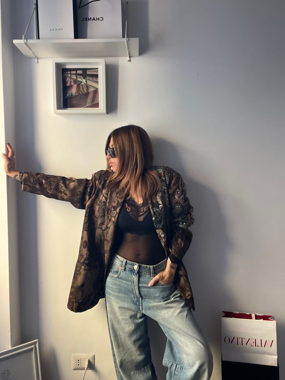 Giacca vintage in broccato e paillettes