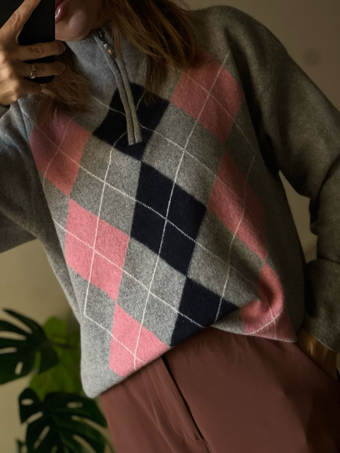 argyle sweater Rosa e blu