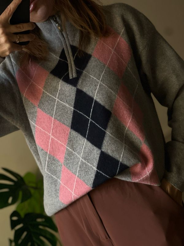 argyle sweater Rosa e blu