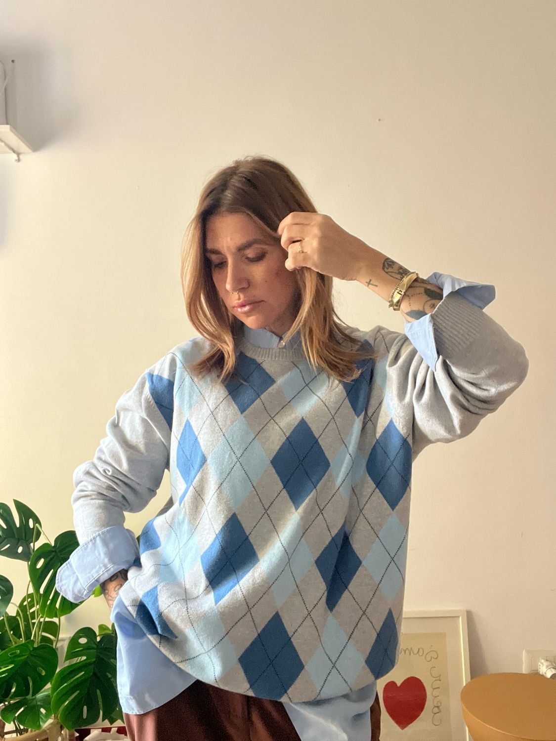 argyle sweater Grigio azzurro e blu