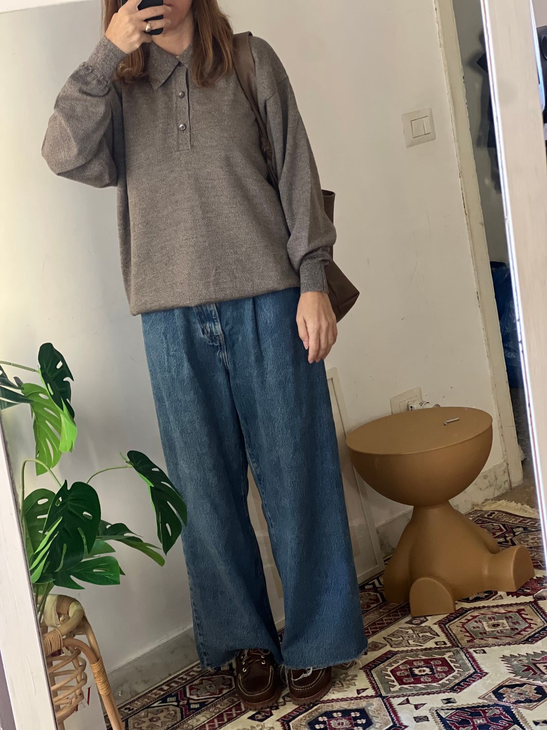 Maglione polo tortora