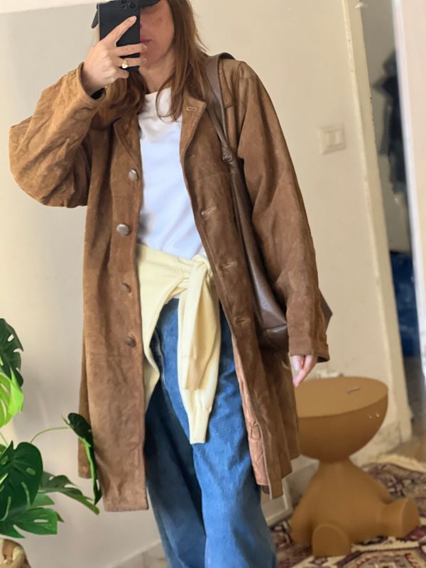 Trench vintage in suede
