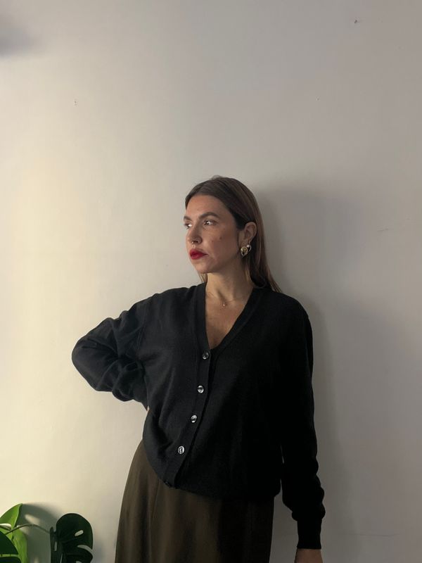 Cardigan antracite in misto merino