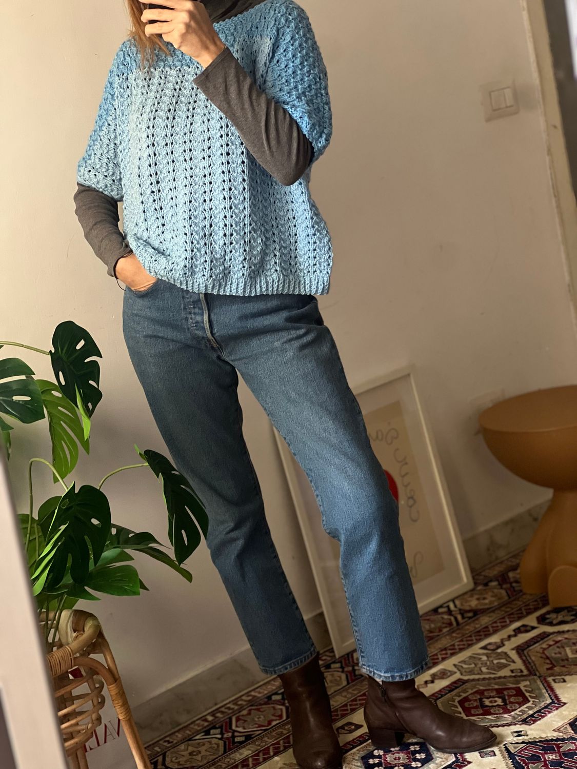 Maglione artigianale fatto ai ferri