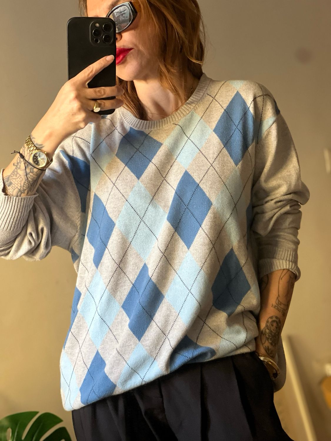 argyle sweater Grigio azzurro e blu