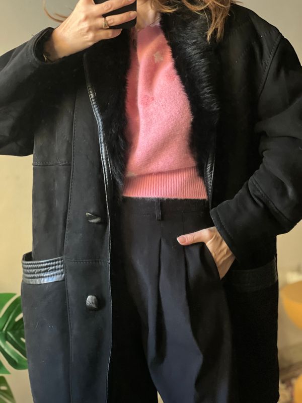 montone vintage shearling anni 90 nero