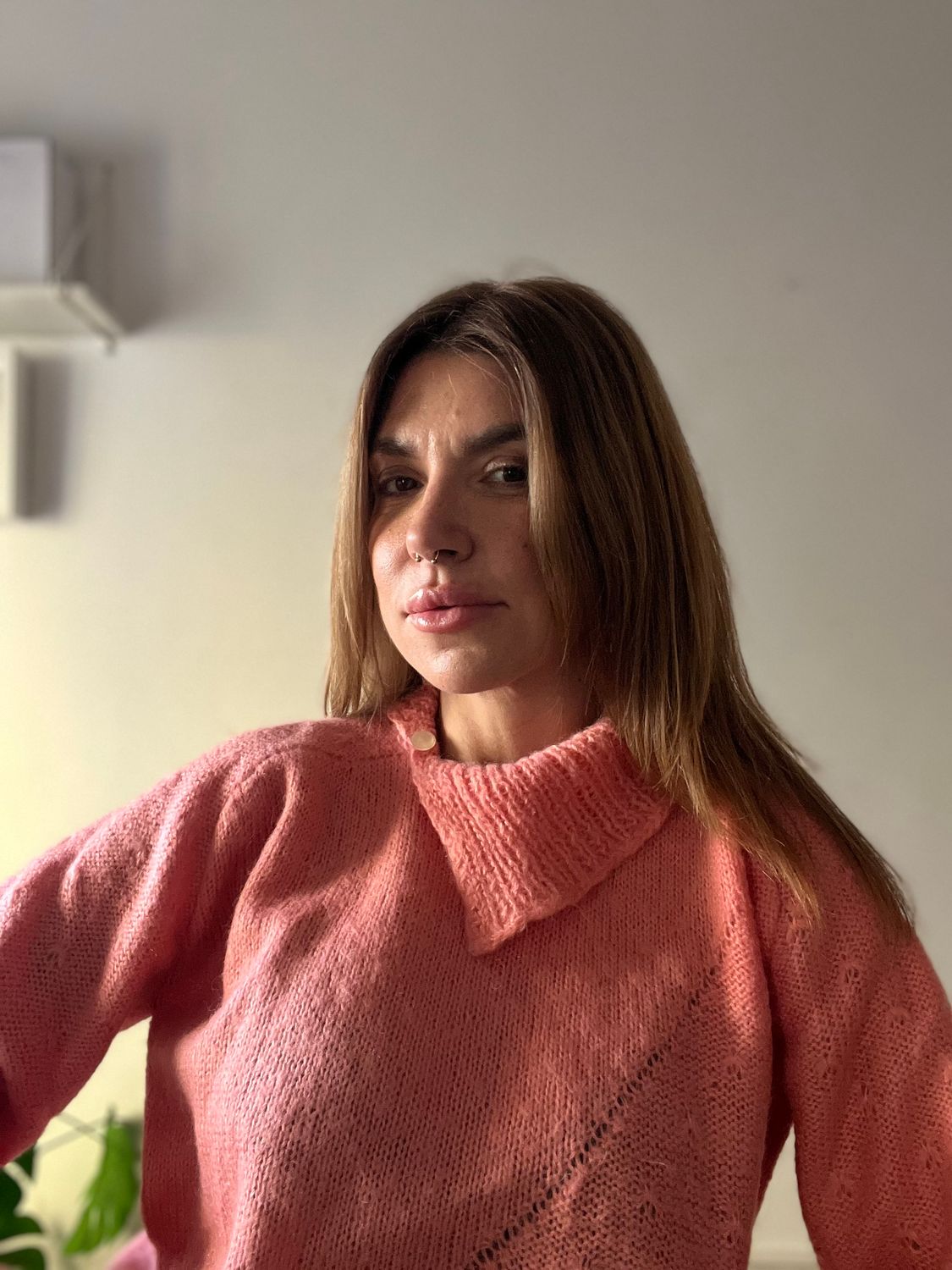 Pink sweater con bottone