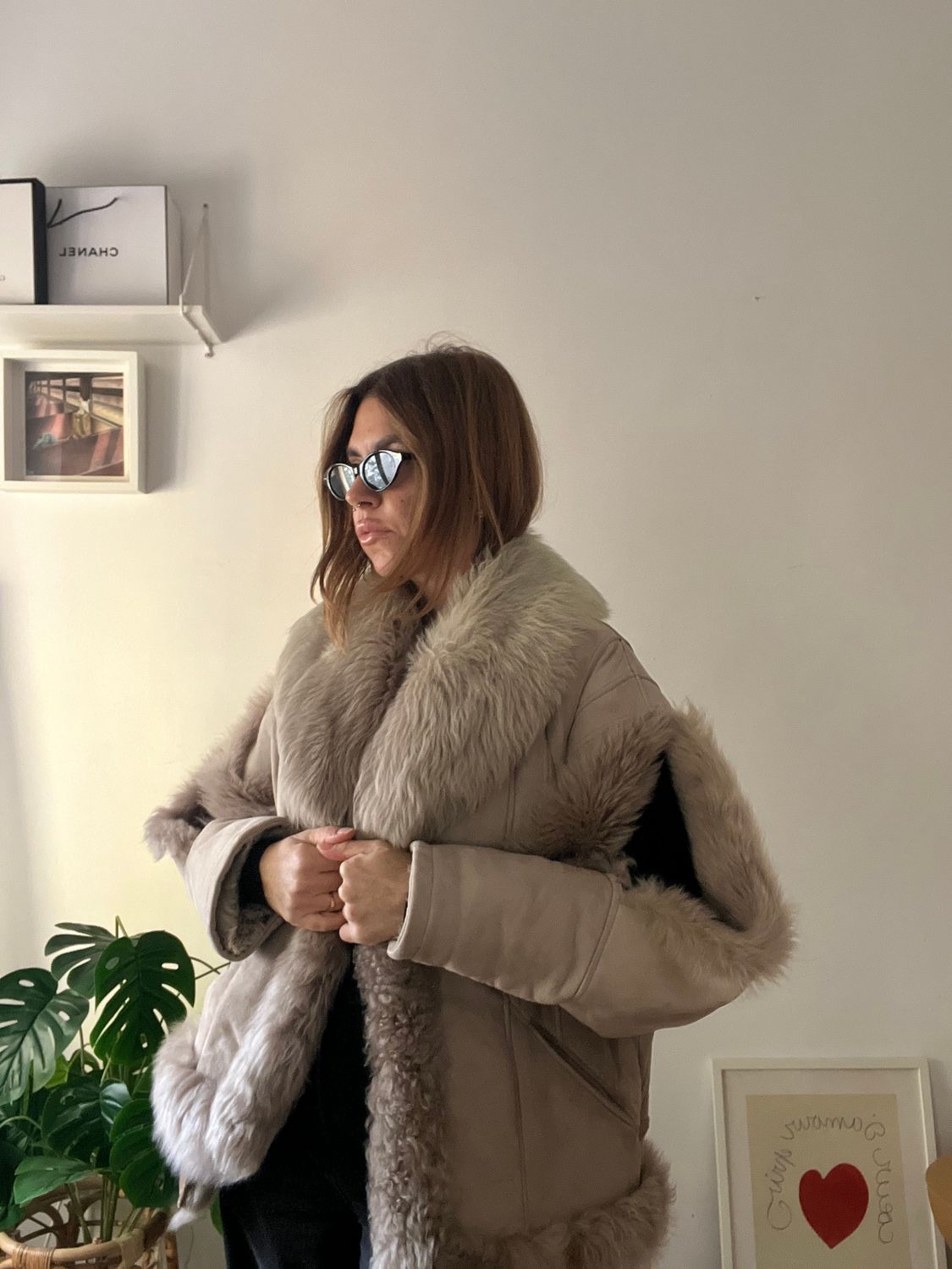 Shearling corto grigio