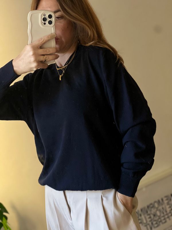 Maglioncino basic 100% merino blu notte