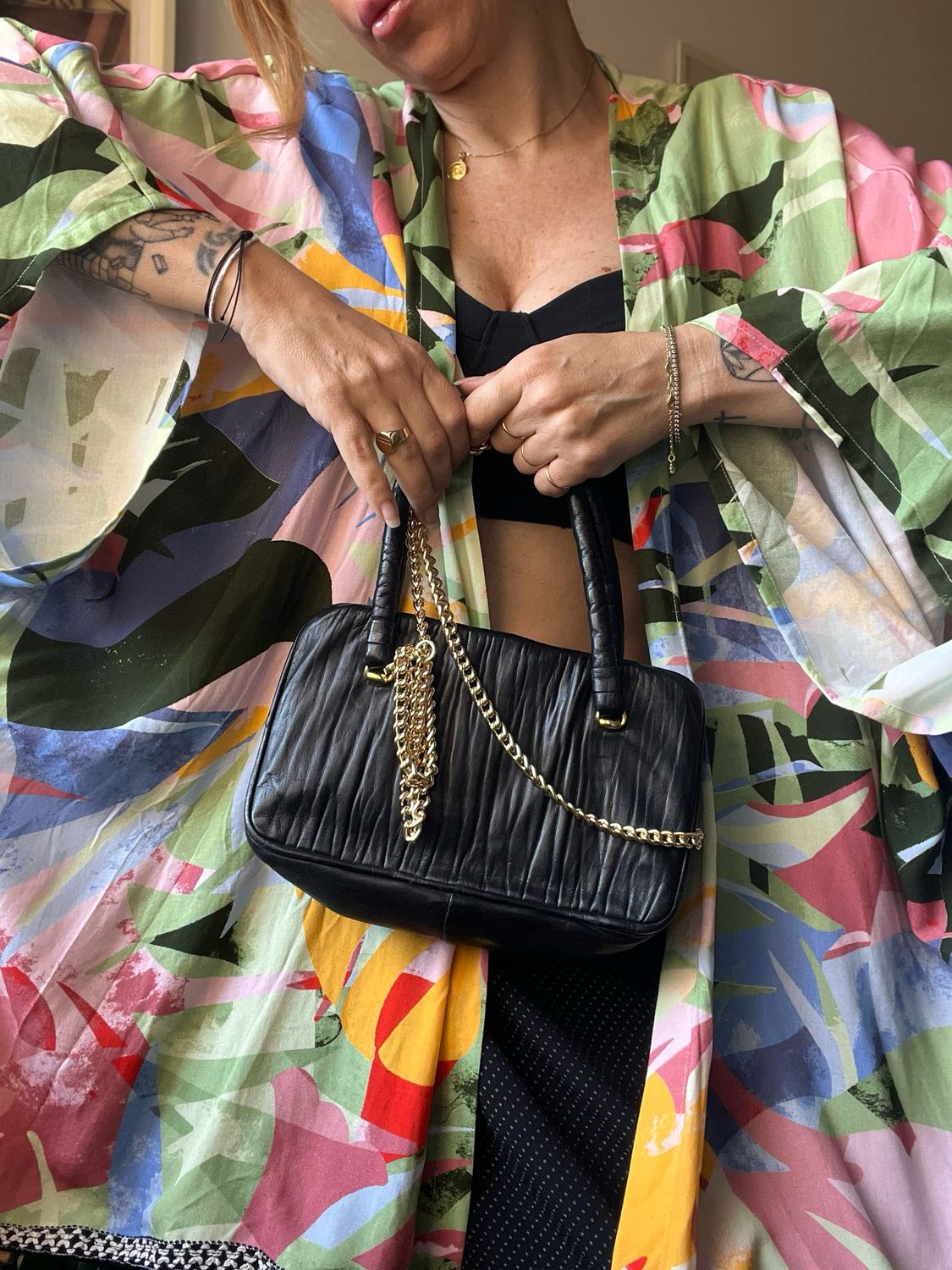 Borsetta vintage in pelle nera