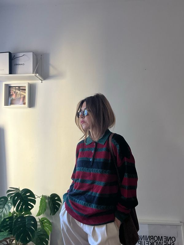 sweater granda style vintage a righe in lana 