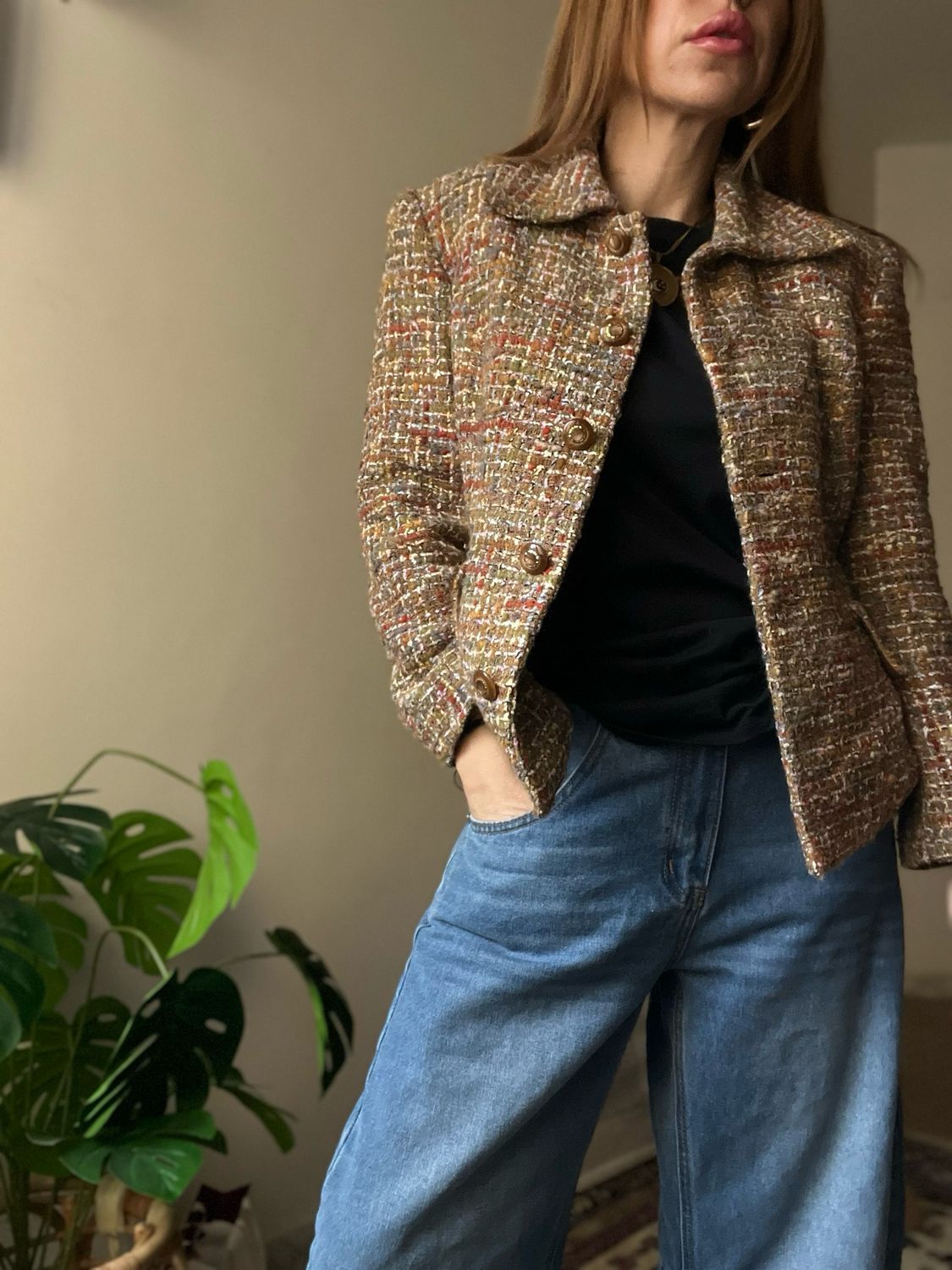 Giacca in lana bouclé a trama tweed