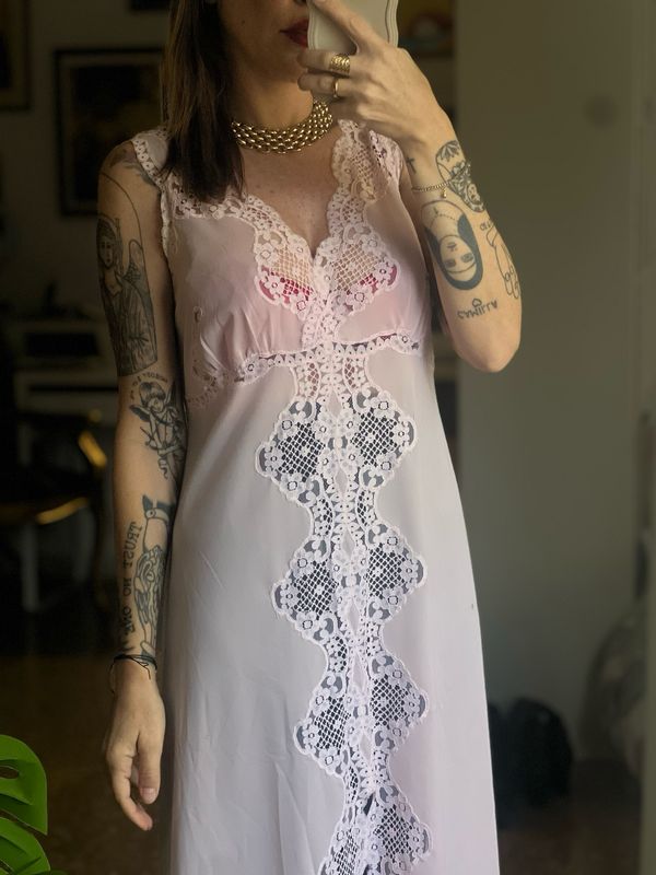 Pale pink vintage slip dress