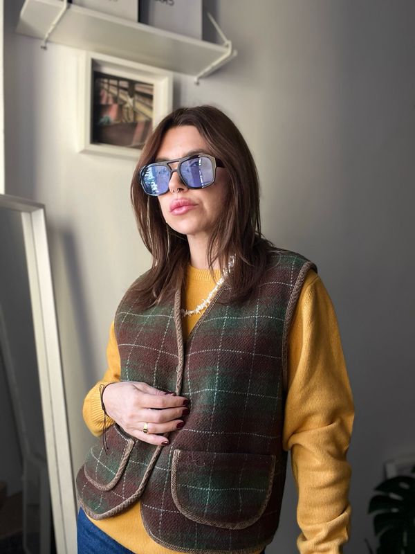 Gilet vintage motivo check