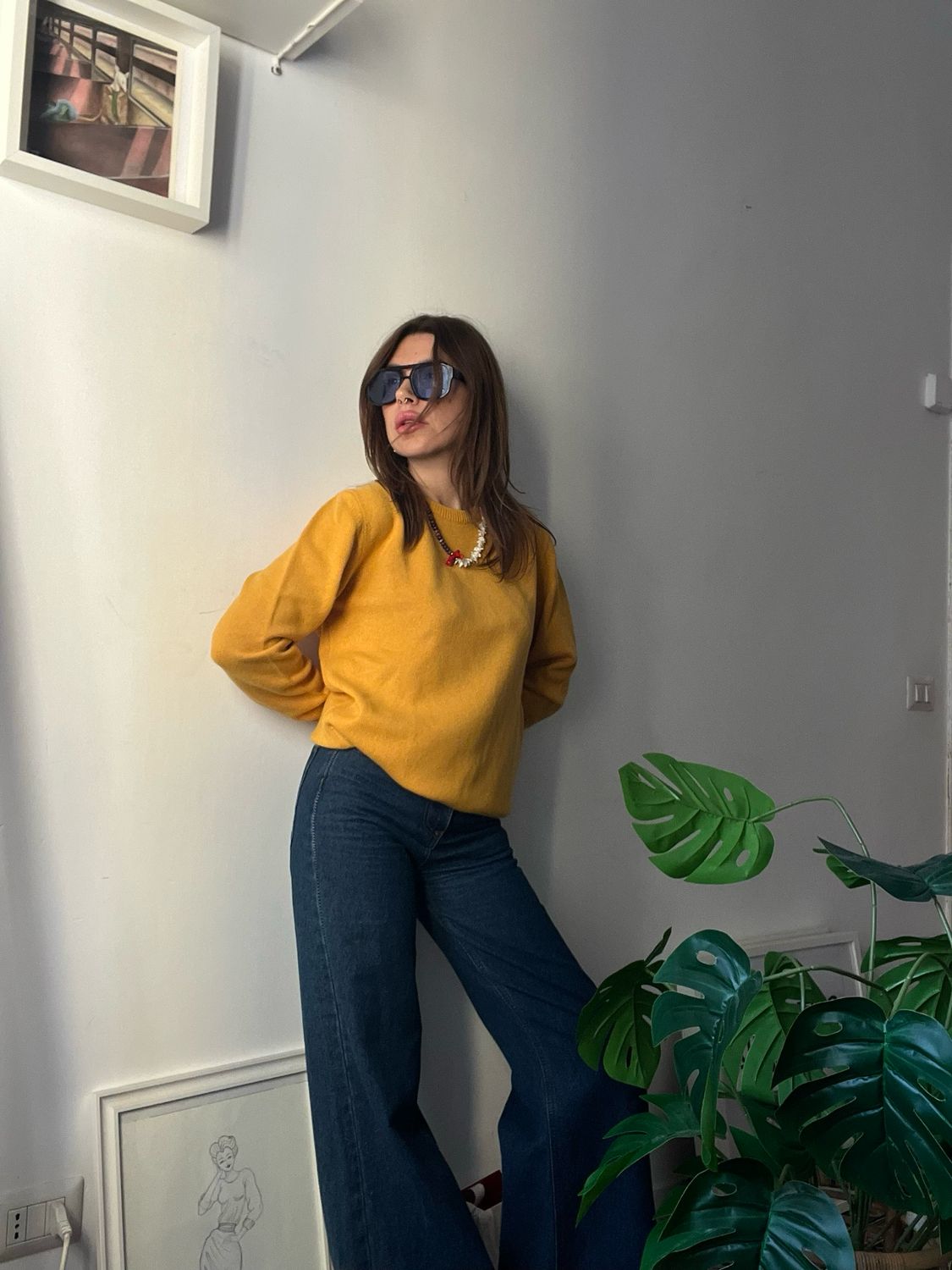 Yellow cachemire blend sweater