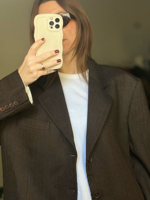 Vintage herringbone pure wool blazer