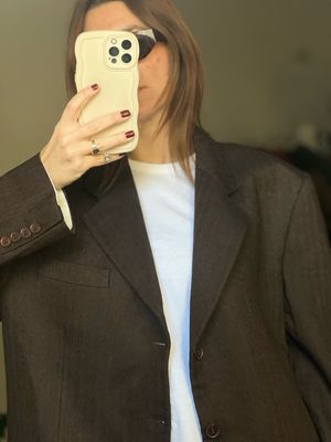 Vintage herringbone pure wool blazer